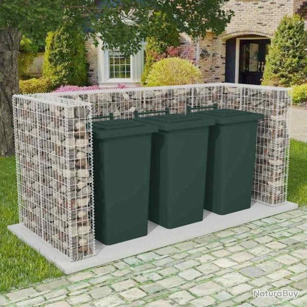 Cadre de gabion de poubelle triple Acier 250 x 100 x 120 cm