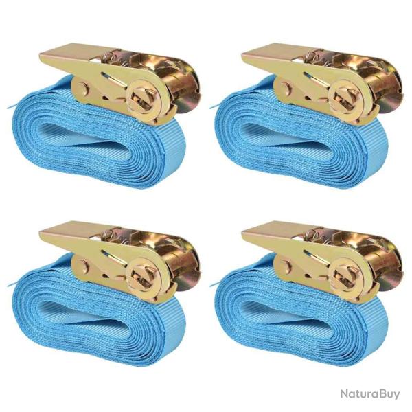 Sangle d'arrimage 4 pcs 0,8 tonne 6 m x 25 mm Bleu