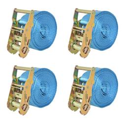 Sangle d'arrimage 4 pcs 2 tonnes 6 m x 38 mm Bleu