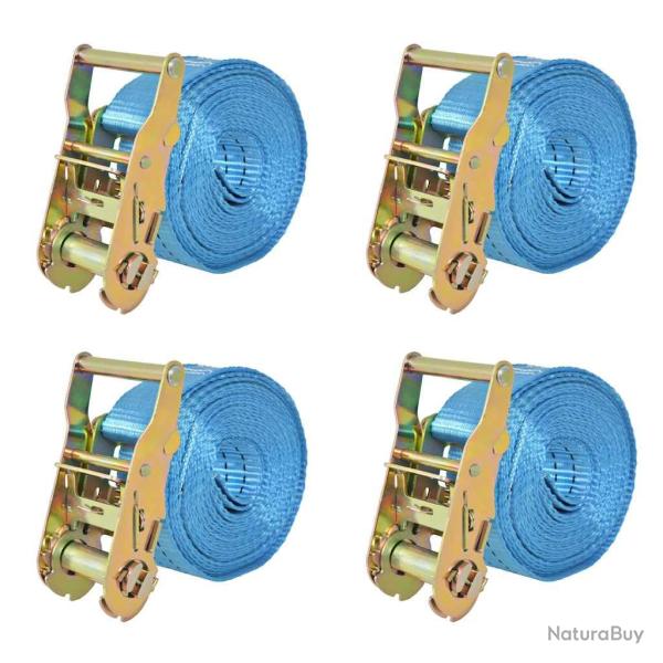 Sangle d'arrimage 4 pcs 2 tonnes 6 m x 38 mm Bleu