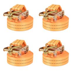 Sangle d'arrimage &agrave; cliquet 4 pcs 1 tonne 6 m x 38 mm Orange