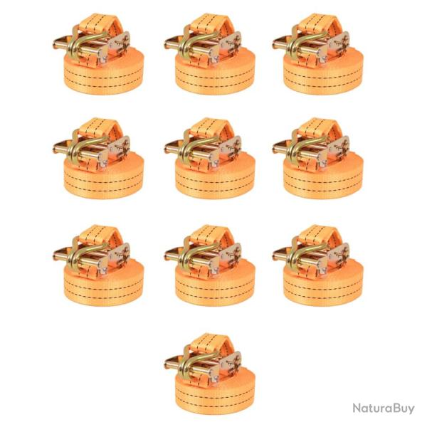 Sangle d'arrimage � cliquet 10 pcs 1 tonne 6 m x 38 mm Orange