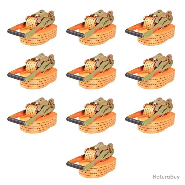 Sangle d'arrimage � cliquet 10 pcs 2 tonnes 8 m x 50 mm Orange