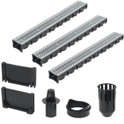 Caniveau de drainage 3 pcs Acier galvanis&eacute; 3 m