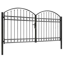 Portail de cl&ocirc;ture ASSEN &agrave; double porte avec arc en acier 300 x 125 cm