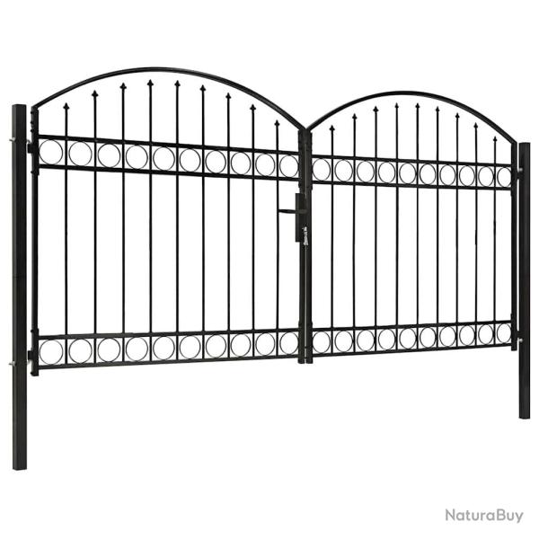 Portail de cl�ture ASSEN � double porte avec arc en acier 300 x 125 cm