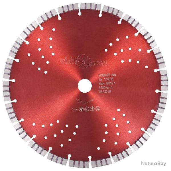 Disque de coupe diamant� avec turbo et trous Acier 300 mm