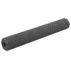 Grillage Acier et rev&ecirc;tement en PVC 25 x 1 m Gris