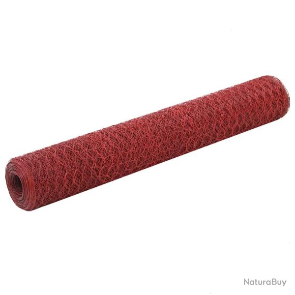 Grillage Acier avec rev�tement en PVC 25x1 m Rouge