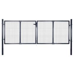 Portail de  grillag&eacute; en acier galvanis&eacute; 300 x 75 cm gris