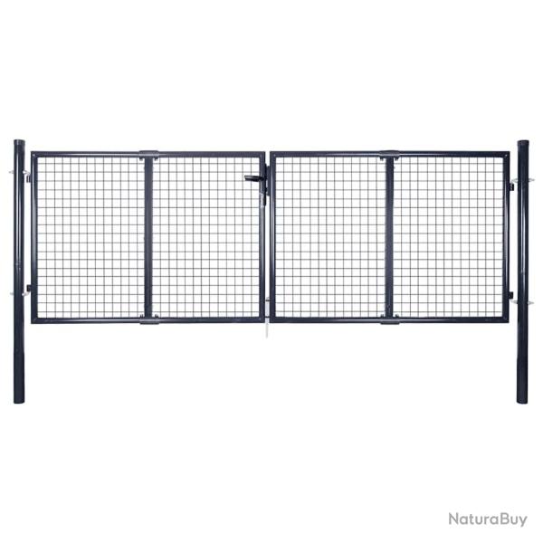 Portail de  grillag� en acier galvanis� 300 x 75 cm gris