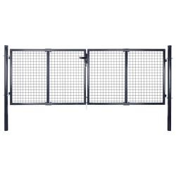 Portail de  grillag&eacute; en acier galvanis&eacute; 300 x 100 cm gris