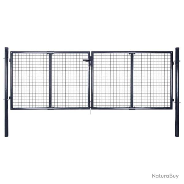 Portail de  grillag� en acier galvanis� 300 x 100 cm gris