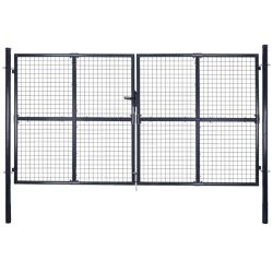 Portail de  grillag&eacute; en acier galvanis&eacute; gris 300 x 150 cm