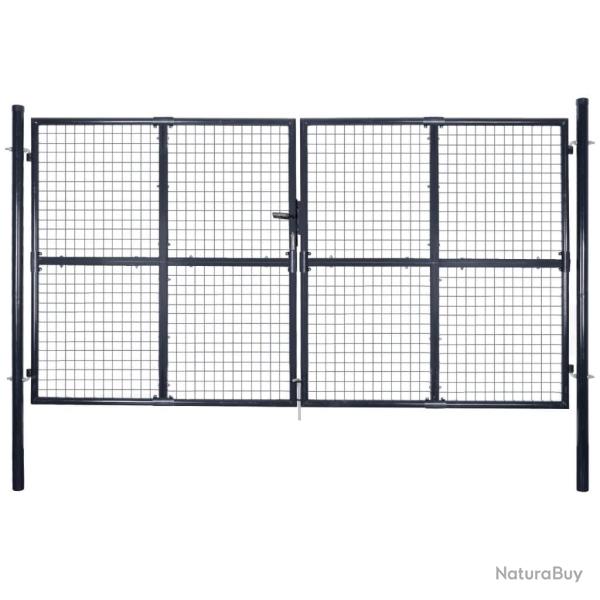 Portail de  grillag� en acier galvanis� gris 300 x 150 cm