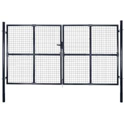 Portail de  grillag&eacute; en acier galvanis&eacute; 300 x 175 cm gris
