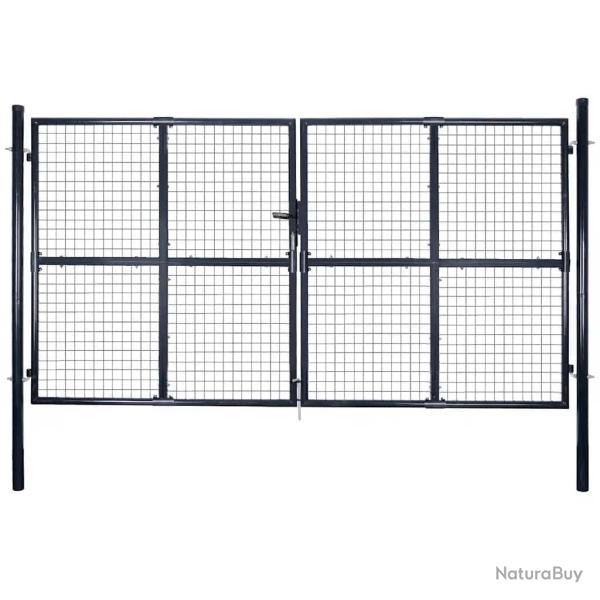 Portail de  grillag� en acier galvanis� 300 x 175 cm gris
