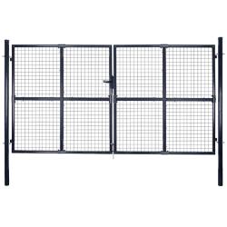 Portail de  grillag&eacute; en acier galvanis&eacute; gris 300 x 200 cm