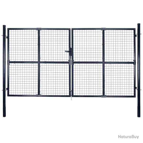 Portail de  grillag� en acier galvanis� gris 300 x 200 cm