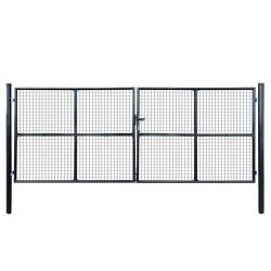 Portail de  grillag&eacute; en acier galvanis&eacute; gris 400 x 150 cm