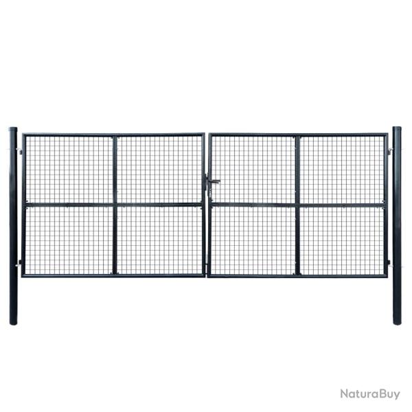 Portail de  grillag� en acier galvanis� gris 400 x 150 cm