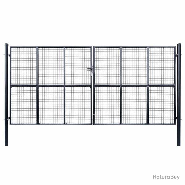 Portail de  grillag� en acier galvanis� gris 400 x 175 cm