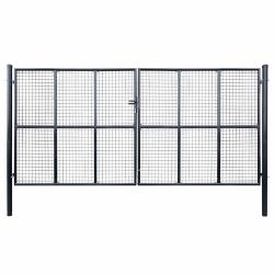 Portail de  grillag&eacute; en acier galvanis&eacute; gris 400 x 200 cm