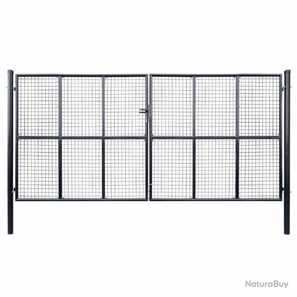 Portail de  grillag� en acier galvanis� gris 400 x 200 cm