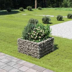 Lit sur&eacute;lev&eacute; &agrave; gabion Acier galvanis&eacute; 90x90x50 cm