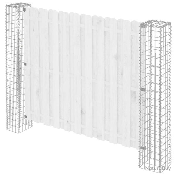 Poteau de cl�ture. 2 pcs Argent� 20 x 20 x 190 cm M�tal
