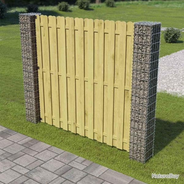 Poteau de cl�ture, 2 pi�ces, m�tal argent�, pour le jardin, 20 � 20 � 190 cm