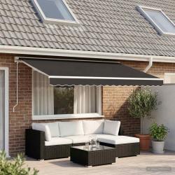 Tissu de remplacement pour auvent en polyester gris, pour la terrasse, 400 &times; 300 cm