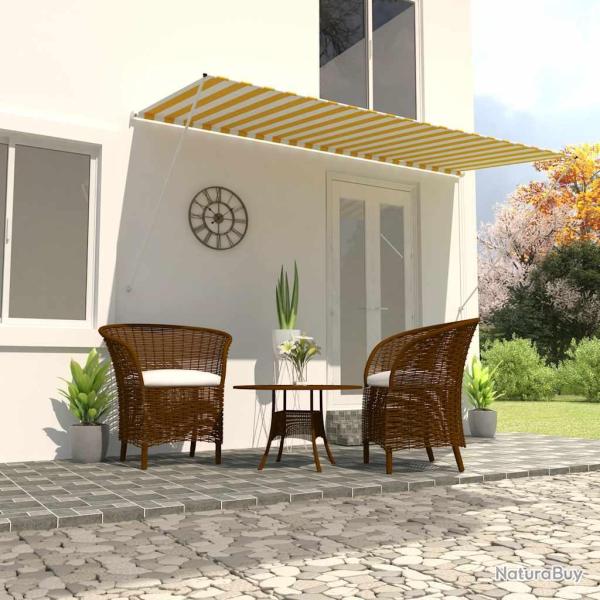 Auvent r�tractable 400x150 cm Jaune et blanc