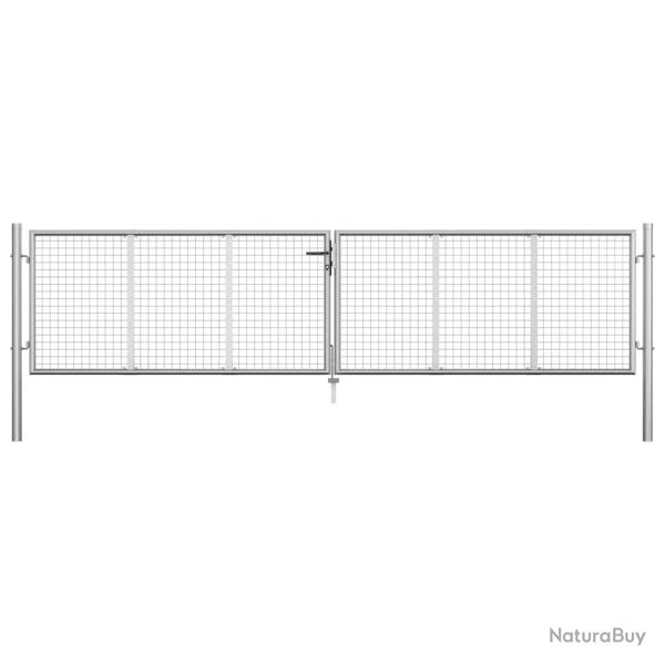 Portail de  en acier galvanis� 400 x 75 cm argent