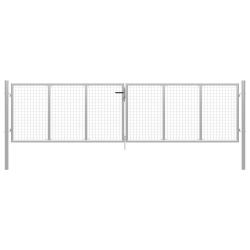 Portail de  en acier galvanis&eacute; 400 x 100 cm argent&eacute;
