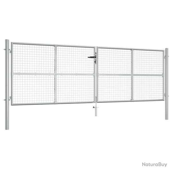 Portail de  en acier galvanis� 400 x 125 cm argent