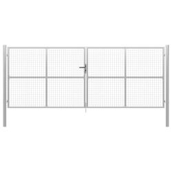 Portail de  en acier galvanis&eacute; 400 x 150 cm argent&eacute;