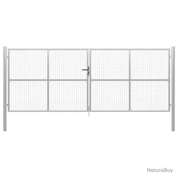 Portail de  en acier galvanis� 400 x 150 cm argent�