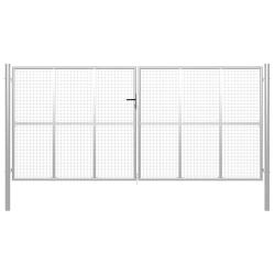 Portail de  en acier galvanis&eacute; 400 x 175 cm argent