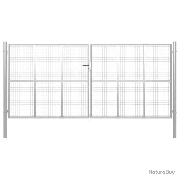 Portail de  en acier galvanis� 400 x 175 cm argent