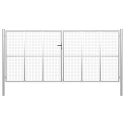 Portail de  en acier galvanis&eacute; 400 x 200 cm argent&eacute;