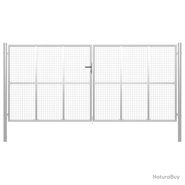 Portail de  en acier galvanis� 400 x 200 cm argent�