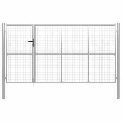 Portillon Acier 350 x 150 cm Argent&eacute;