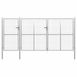 Portail de  en acier 400 x 150 cm argent&eacute;