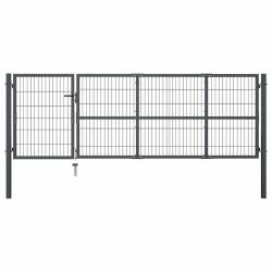 Portail de  avec poteaux en acier 350 x 100 cm anthracite