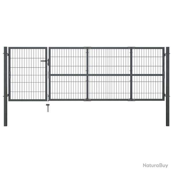 Portail de  avec poteaux en acier 350 x 100 cm anthracite