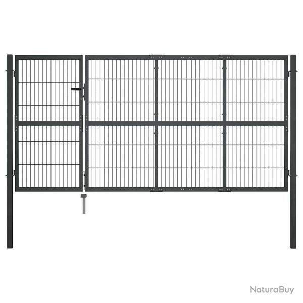 Portail de  avec poteaux en acier 350 x 120 cm anthracite