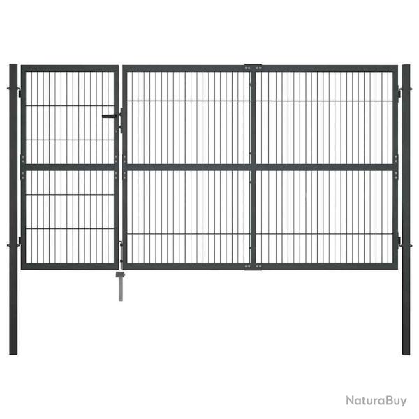 Portillon avec poteaux Acier 350 x 140 cm Anthracite
