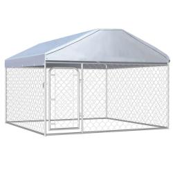 Chenil ext&eacute;rieur avec toit pour chiens 200 x 200 x 135 cm