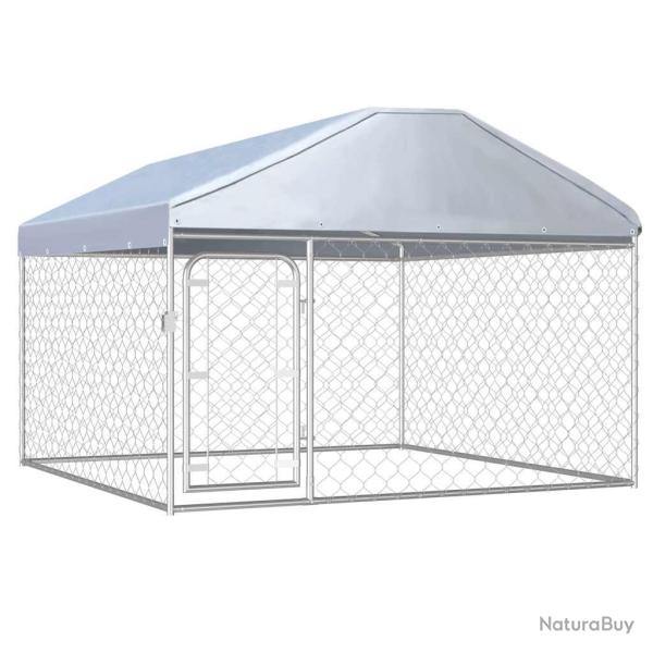 Chenil ext�rieur avec toit pour chiens 200 x 200 x 135 cm